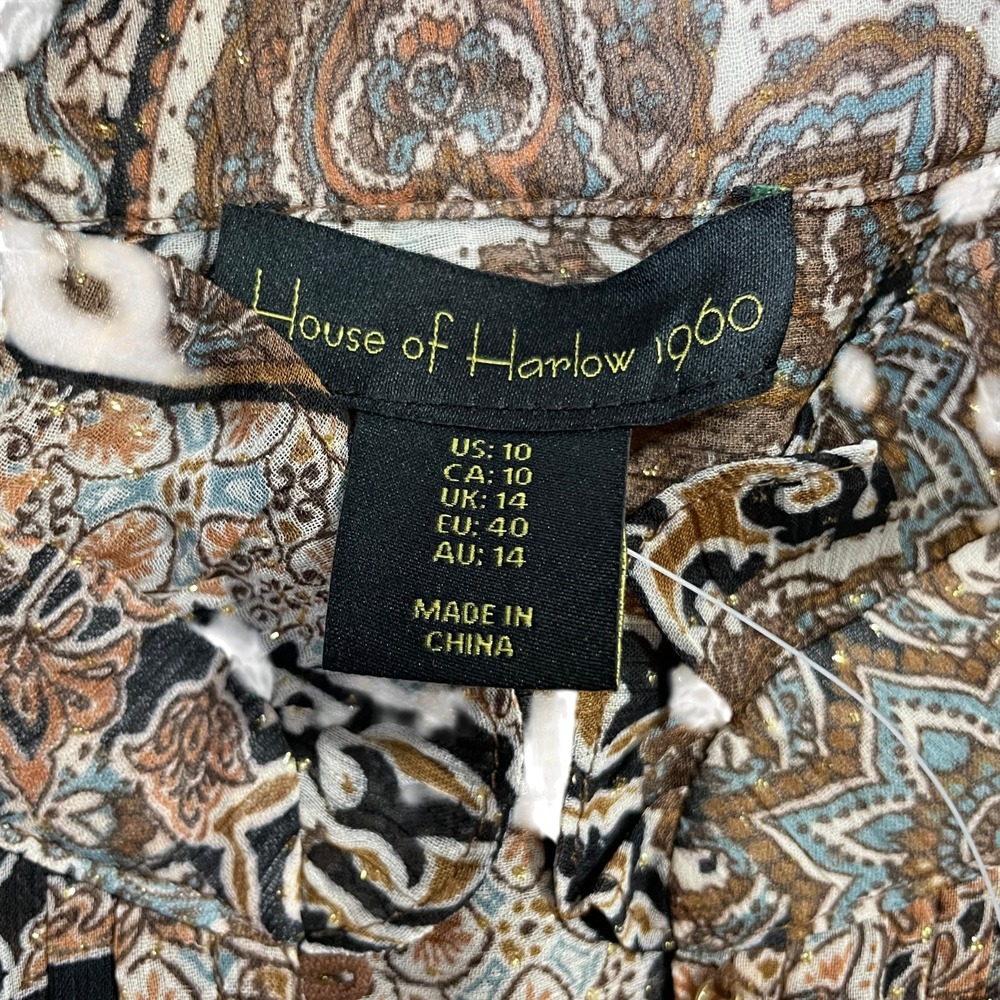 House of Harlow 1960‎ 10 New w/o Tags Boho Prairie Hi Neck Ruffle Mini Dress - Picture 3 of 5